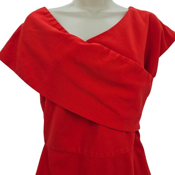 Elliatt Womans size M Red One Shoulder Popover Mini Dress Drop Shoulder Bodycon - Picture 2 of 8